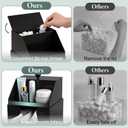 Anyoifax Disposable Facial Towels Storage Compatible with Clean Skin Club Clean Towel XL Double Layer Acrylic Box Cotton Pads Container Qtip Bin Face Towelettes Holder for Bathroom Counter, Black