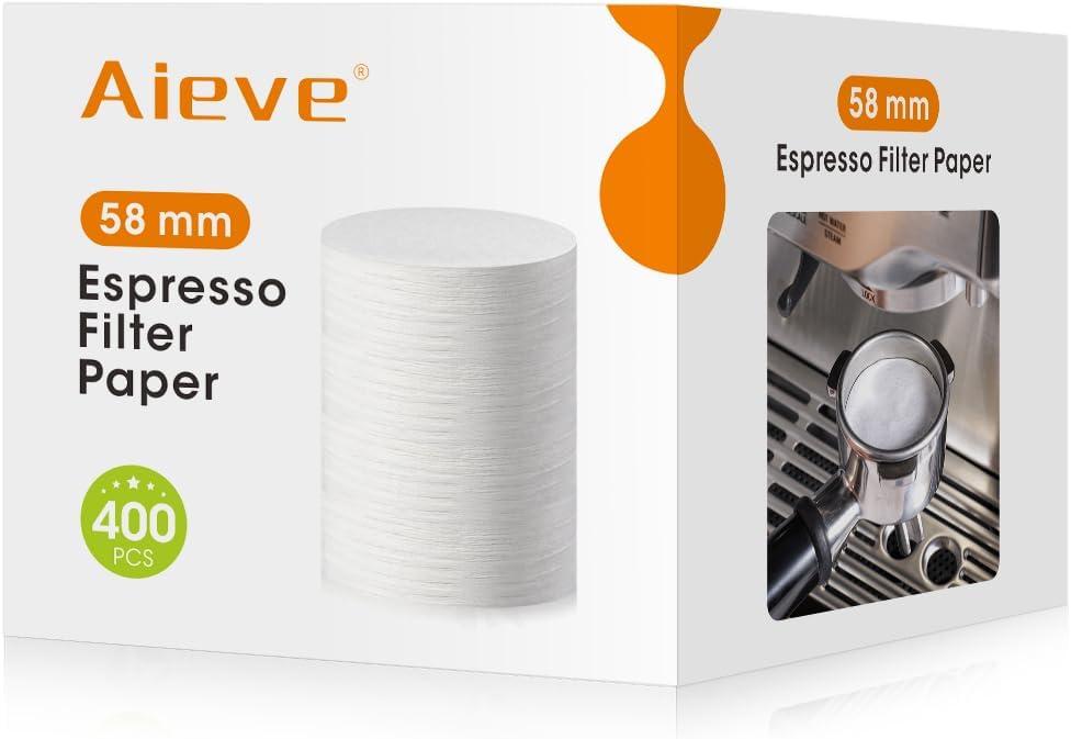 Aieve Espresso Paper Filter Compatible with Breville Barista Espresso Coffee Maker, 58 mm Espresso Filter Puck Screen Portafilter Paper (400 Pcs)