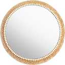 21 Inch Boho Round Hanging Wall Mirror Decorative Rattan Circle Wall Mounted Mirror for Farmhouse, Living Room, Bedroom, Bathroom