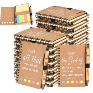 INSADA Christian Prayer Journal Bulk Spiral Notebook with Sticky Notes Small Notepad, 4.13x 5.43,for Friends Family religious Christmas Gifts (20 sets)