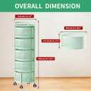 JAQ Rotating Fruit Basket, 5-Tier Metal Sturdy Kitchen Storage Rack Shelf Carts No Assembly on Rolling Wheels for Fruit Vegetable Grocery Corns Potato Onion (5-Tier, Green), 13.38 inches x 13.38 inches x 36.22 inches