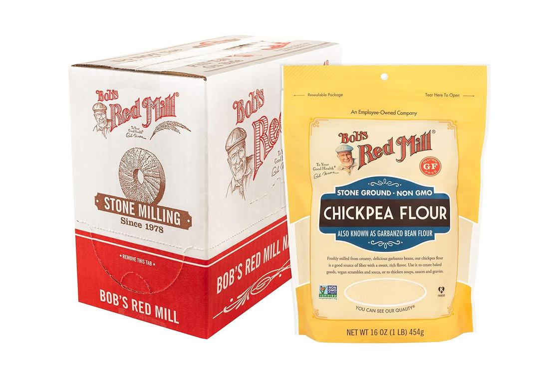 Bob's Red Mill Chickpea Flour, 16oz (Pack of 4) - Non GMO, Vegan, Keto Friendly Friendly, Kosher (EXP 02/04/28)