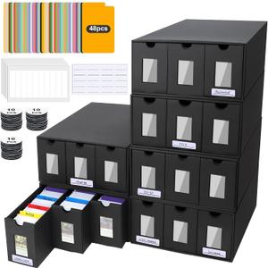 Trading Card Storage Box, 18000+ Cards Deck Box for MTG Commander, Trading Cards Organizer with 48 Card Dividers, Labels & Tapes, Visible Card Deck Boxes for MTG TCG PTCG Sport Cards