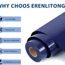 RENLITONG Navy Iron on Vinyl 12 Inch by 50 ft Roll Heat Transfer Vinyl for T-Shirt Navy HTV Rolls for All Cutter Machine - Easy to Cut & Weed for Heat Transfer Design