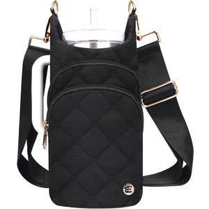 Water Bottle Holder with Strap for 30/32 oz, Crossbody Water Bottle Carrier Bag with RFID Blocking Phone Pocket