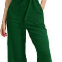 CHERFLY Jumpsuits for Women Dressy Summer Formal Outfits Belted Wide Leg Overalls 2025(Verdant Green,XL)