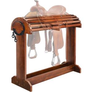 Extra-Large Wood Saddle Rack - Non-Abrasive Design, Bridle Rack & Heavy-Heavy Duty Saddle Stand for Equestrian Homes Horse Tack Room Organization 29.9"x13.8"x30.7 (Walnut)
