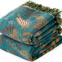 MSGKV Boho Throw Blanket 50"x60" Cotton Blanket for Couch and Sofa Cover for Living Room Summer Throw Decorative Woven Bird Blankets