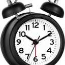 AKCISOT Loud Alarm Clock for Heavy Deep Sleepers,3 Inches Analog Metal Twin Bell Clocks Battery Operated with Backlight for Bedroom Bseide, Old Fashioned for Desk Home Decoration (Black White)