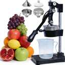 Manual Cast Iron Citrus Juicer Countertop Dual material replaceable accessories - Heavy Duty Hand Press Squeezer for Fresh Orange Lemon Juice, Commercial & Home Use, Easy to Clean, Black