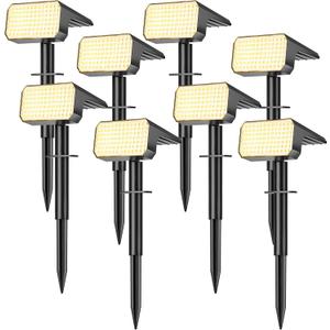 LANSOW Solar Spot Lights Outdoor Waterproof IP67, (8 Pack/90 LED/4 Modes) Solar Landscape Spotlights, 2-in-1 Solar Powered Flood Lights for Yard Garden Pathway Outside Tree, Auto ON/Off(Warm White)