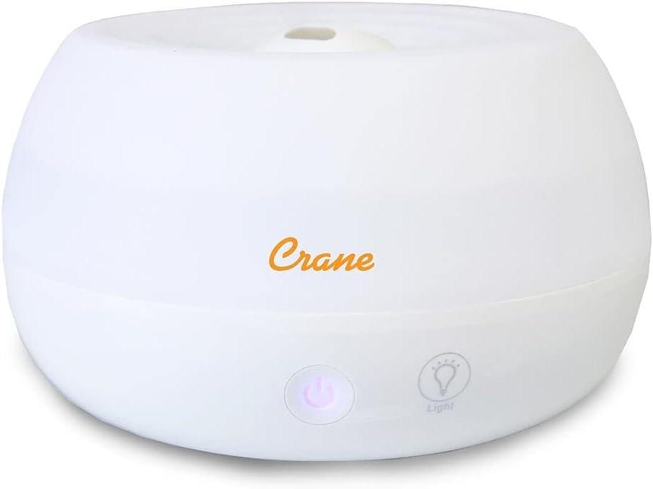 Crane Portable Ultrasonic Travel Humidifier & Aroma Diffuser  0.2 Gallon Cool Mist, No Filter Required, Optional Essential Oil Tray, Whisper-Quiet for Babies, Travel, & Small Rooms (White)