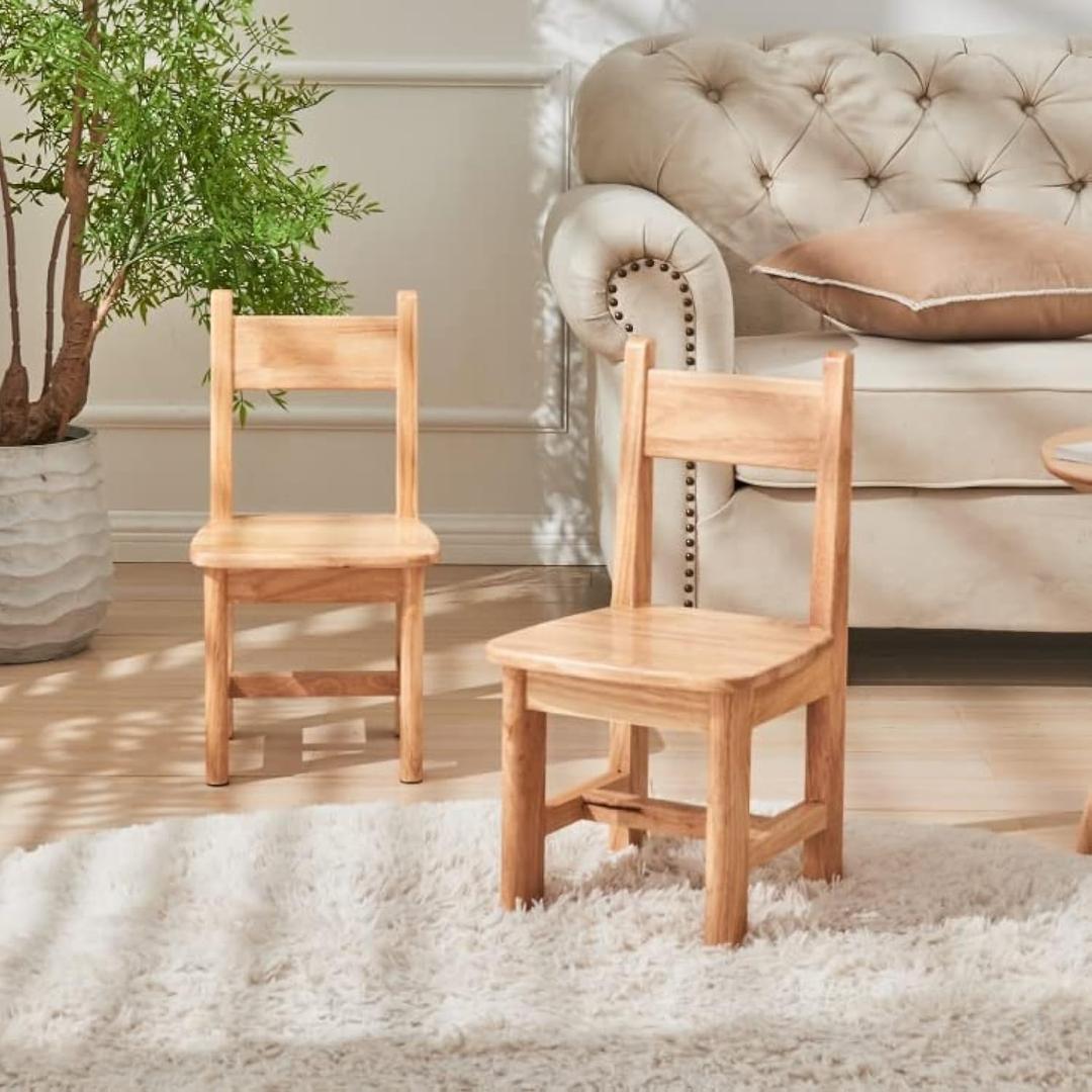 Pure Wood Solid Wood Children Chair for Kids, Kindergarten and Kids' Home Furniture-Natural(2 Same Chairs), 11.4 inches x 11.4 inches x 21.25 inches