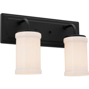 Kichler Vetivene 15.2 Inch 2 Light Vanity Light with Opal Glass in Textured Black