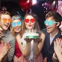 Wanheart 20 Pairs Heart Shaped Sunglasses, Jelly Color Rimless Love Glasses for Women and Men, Trendy Candy Color Heart-Shaped Glasses for Party, Vacation, and Summer Fun