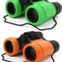 Scotamalone Kids Binoculars Shock Proof Toy Binoculars Set for Age 3-12 Years Old Boys Girls Bird Watching Educational Learning Hunting Hiking Birthday Presents, Two Pcs, Green and Orange