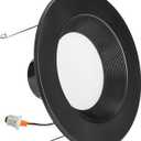 Maxxima 5 in. & 6 in. 5 CCT Retrofit Recessed LED Downlight - 1100 Lumens, E-26 Quick Connect, 5 CCT 2700K/3000K/3500K/4000K/5000K, Dimmable, Ceiling Light Fixture for Kitchen or Hallway, Black Trim