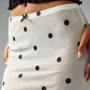 Milumia Women's Polka Dots Sheer Skirts Bow Front Low Waist Lettuce Hem Midi Skirt (White, S)