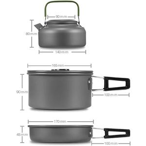 DS-308 Camping Cookware Compact Durable Outdoor Camping Hiking Backpacking Pots and Pans Set for Two or Three People