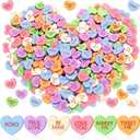 Maitys 300 Pcs Valentine's Day Conversation Hearts Vase Filler Wooden Conversation Hearts Decor Valentine Table Decorations Wedding Scatter Table Confetti for Crafts Wedding Bridal Shower Decorations