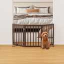 Brown 18-55" Wide Dog Gate, Bamboo Dog Gates for the House Doorways, Freestanding Pet Gates for Dogs, Doogie Puppy Fence Gate