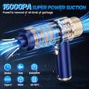 JONYJ Handheld Car Vacuum Cleaner, 16000PA Hand Held Vacuum Portable Cordless, 2 in 1 Air Duster and Vacuum Cleaner with LED Light, Multi-Nozzles, 120W High Power Mini Vacuum for Home, Pet, Office (Blue & Gold)