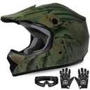XFMT Youth Dirt Bike Helmet DOT Approved Kids Full Face Motocross Helmets (Green, M)