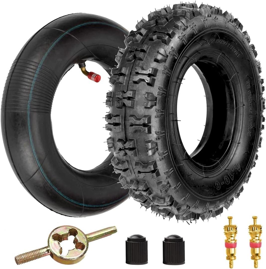 FVRITO 4.10-6 4.10/3.50-6 NHS Tire and Inner Tube for Go Kart Chinese ATV Quad 4 Wheeler Mini Bike Lawn Equipment Garden Rototiller Snow Blower Wheelbarrow Lawn Tractor with Bent Valve Stem Set of Two