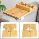 2-in-1 Couch Cup Holder Tray with Metal Legs, Bamboo Couch Armrest Table with Detachable Cup Holder, Adjustable 29.85 Inch Fit, Extra Stable Sofa Arm Tray for Living Room & Recliner