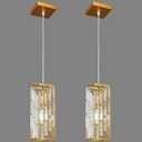 Gold Pendant Lighting Modern Pendant Light, Mini Crystal Chandeliers,Adjustable Pendant Light Fixture for Kitchen Island Dinning Room Bedroom (2 Pack)