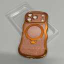 3 in 1 for iPhone 17 Pro Case with 360 Spin Magnetic Stand, 1X DIY Glitter Cardstock +1X Screen Protector, [Fit for Magsafe]Cute Wavy Trendy Glossy Clear Phone Cover for Women Girls 6.3Inch, Orange