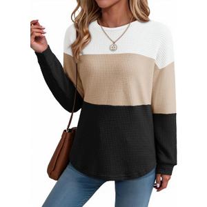 Dokotoo Womens Tops Casual Long Sleeve Waffle Knit Oversized Shirts Crewneck Color Block Pullover Sweatshirts (X-Large, White) Dokotoo Womens Tops Casual Long Sleeve Waffle Knit Oversized Shirts Crewneck Color Block Pullover Sweatshirts (X-Large, White)