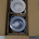 AmorArc 24 Ounces Soup Bowls with Large Handles and Lids, Stoneware Bowls Set of 2 for Soup, Cereal, Stew, Noodle, Colourful Ceramic Kitchen Bowls, Microwave&Dishwasher Safe, Grey&Beige (Set of 2, Beige&Gray)