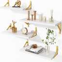 YGEOMER 4 Different Sizes Floating Shelves for Wall Decor, White and Gold
Rustic wood shelves in mixed sizes for flexible combined storage. Fits bathroom, kitchen, living room, bedroom and office.