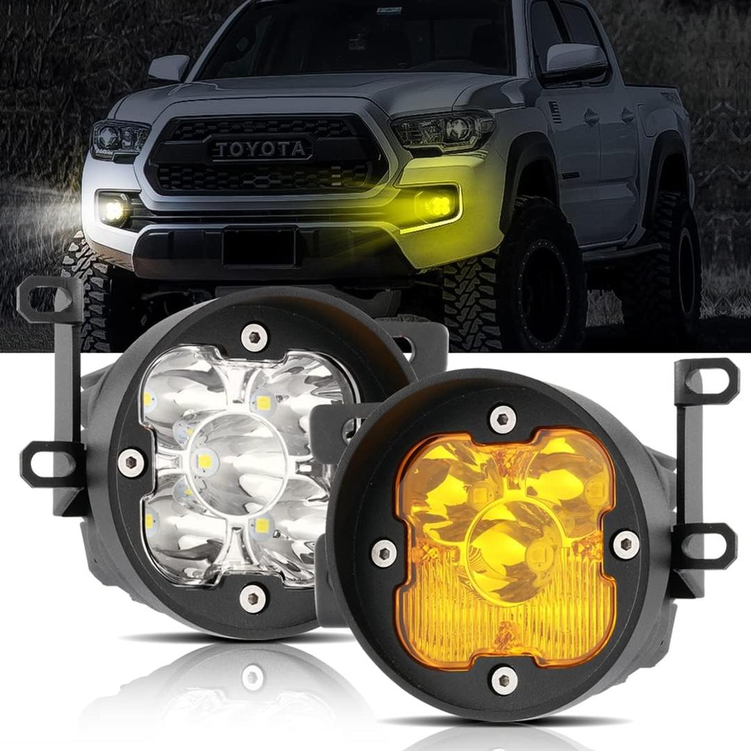 Auxbeam XP-Ultra Series 3" Fog Light Brackets, for Toyota 2012-2022 Tacoma, 2010-2022 4Runner, 2014-2022 Tundra, LED Pods Flush Mount Brackets, Light Bar Mounting Kit, 2 Sides, Pair