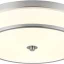 16 inch Flush Mount Ceiling Light, 3-Light Close to Ceiling Light Fixtures with Brushed Nickel Finish for Livingroom Bedroom Kitchen Diningroom