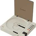 R300 CD Player Bluetooth Portable Desktop Retro CD Player for Home Fiber Output No Built-in Speaker White Gift (White)