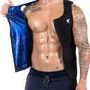 Kewlioo Men's Heat Trapping Zipper Sweat Enhancing Vest - Sauna Suit Shirt Compression Vest Shapewear Top for Gym Exercise (Black)
 (Black, 2XL/ 3XL)