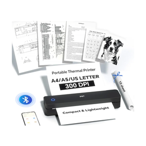 PRT Portable Printer Wireless for Travel, Inkless Bluetooth Small Mobile Thermal Printer, Support 8.5" X 11", A4, Compatible with iOS, Android, Laptop for Home Use, Office & Vehicles, 300 DPI, Black