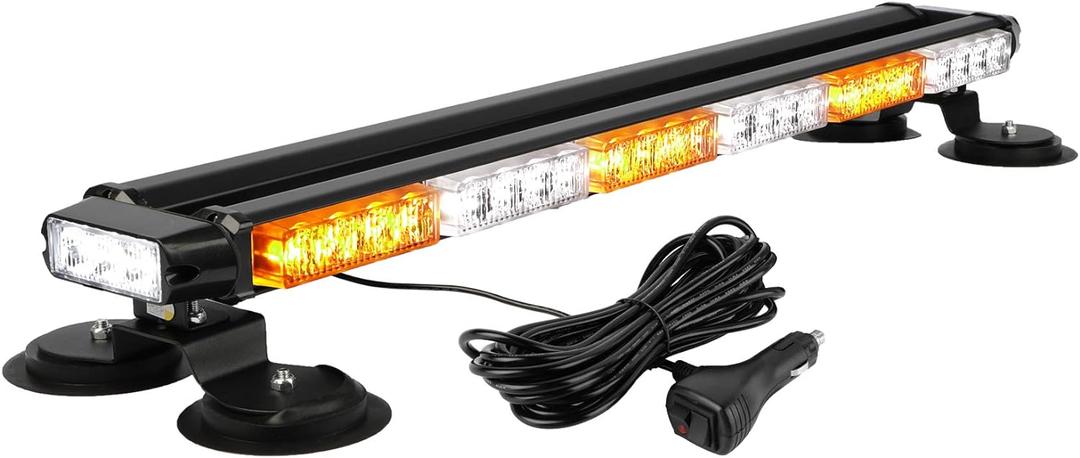 ASPL 29.5" 54 LED Strobe Light Bar Double Side Flashing High Intensity Emergency Warning Flash Strobe Light with Magnetic Base for Safety Construction Vehicles Tow Trucks Pickup (Amber/White)