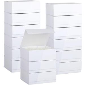 Magnetic Gift Box with Lid 15 Pack 7.8X7X3 Inch White Gift Boxes Bulk Packaging for Small Business Bulk Gift Boxes for PresentsBridesmaid Proposal BoxCrinkle Cut Paper Shred