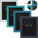 VIOLABBEY 8x10 Picture Frames Set of 4, Colorful Photo Frame of Modern Style, High Definition Tempered Real Glass, Wall Mounted or Tabletop Display (Blue Series) (Baby blue+Turquoise blue+Bright blue+Navy blue)
