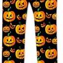 Soophiea Womens Christmas Halloween Pajamas Pants Comfy Loose Stretchy Pajama Bottoms with Pockets L