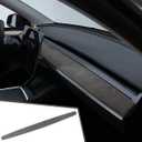 Black Interior Trim Sticker Dashboard Cover Center Console Panel Wrap Styling Moulding Decor Accessories for Alcantara Tesla Model 3 2017-2023 Model Y 2020-2023 Made of for Italian Suede