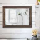 AAZZKANG Rustic Wood Mirror Rectangle Decorative Wall Hanging Mirrors with Frame Large 20"x16" for Bedroom Living Room Bathroom Home Entryway