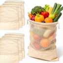 LEAFICO Reusable Produce Bags  100% Cotton Mesh & Solid Hybrid (XL 14x18 inch 6 Pcs)  Extra Large Bags for Potatoes, Laundry, Toys, Bulk Storage  Washable, Plastic-Free, Breathable, Zero Waste