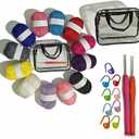 24-piece Crochet Starter kit Includes 12-Color Yarn Bundle, 2 Crochet Hooks, 9 Stitch Markers, and a Storage Bag; Complete Knitting Set Suitable for DIY Crafts and Scarf Making