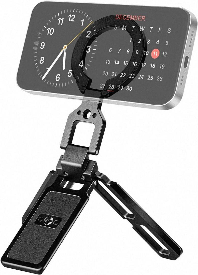 FANAUE Dual-Sided Magnetic Phone Tripod Stand with Arca-Swiss Plate & 1/4" Screw, Foldable Cell Phone Stand for Vlog, Gym, Travel, Compatible with iPhone 17/16/15/14/13/12 Series