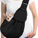 SlowTon Dog Carrier Sling - Thick Padded Shoulder Strap Adjustable Dog Carriers for Small Dogs, Puppy Carrier Purse for Pet Cat with Front Zipper Pocket Safety Belt Machine Washable (BN, S)
