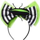 Kids Girl Halloween Costume Black White Striped Ruffle Tulle Tutu Dress with Headband Cosplay Birthday Party Outfit (8-9 Years)